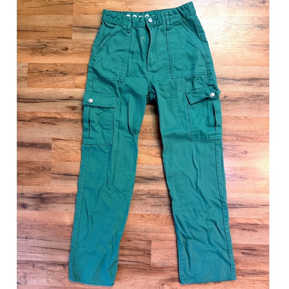 S.O.N.G. Cargo Pants Green 90s Boyfriend Utility Jeans 9/29 Y2K Streetwear